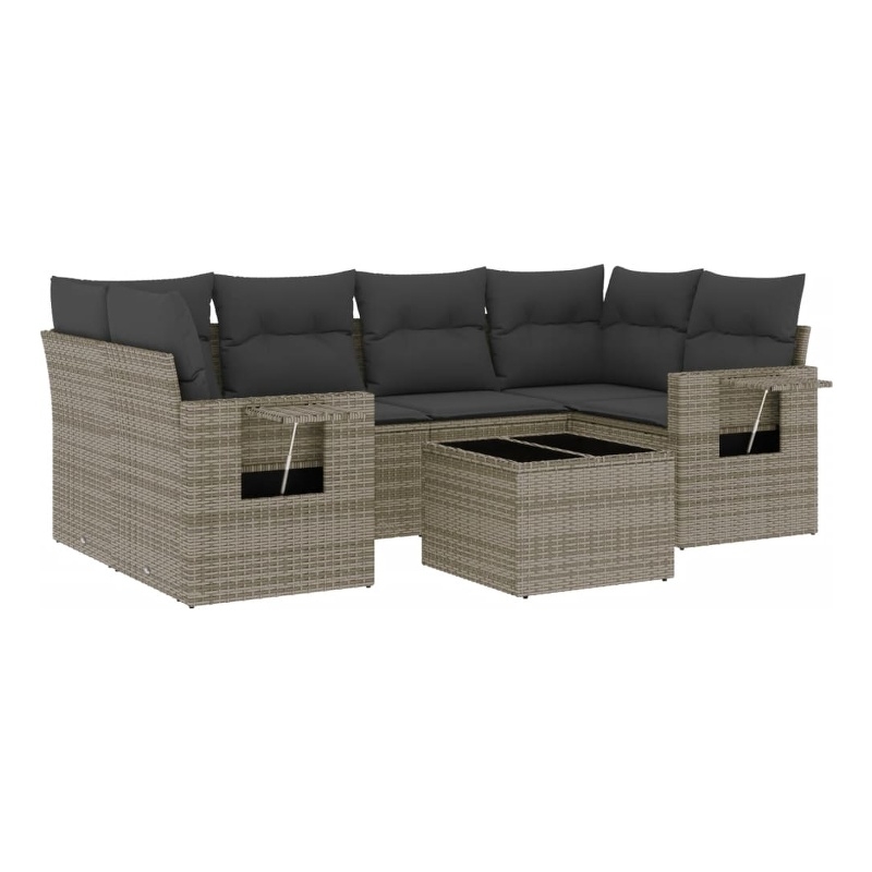 Afuera Living Contemporary Synthetic Poly Rattan 7 Piece  Sofa Set in Gray