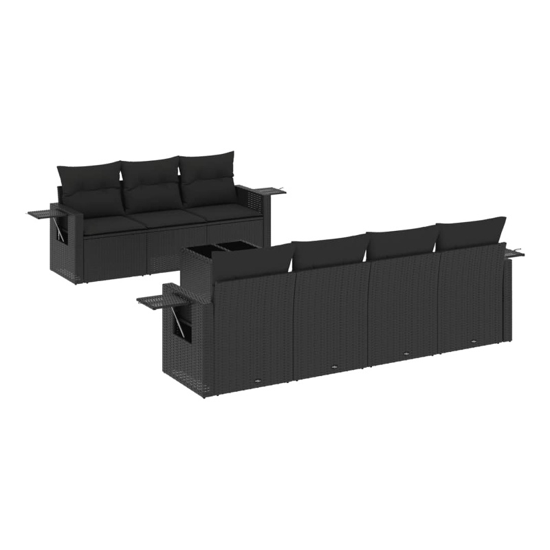 Afuera Living Contemporary 8 Piece Poly Rattan Sofa Set in Black