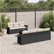 Afuera Living Contemporary 8 Piece Poly Rattan Sofa Set in Black/Cream