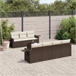 Afuera Living Contemporary 8 Piece Poly Rattan Sofa Set in Brown/Cream