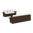 Afuera Living Contemporary 8 Piece Poly Rattan Sofa Set in Brown/Cream