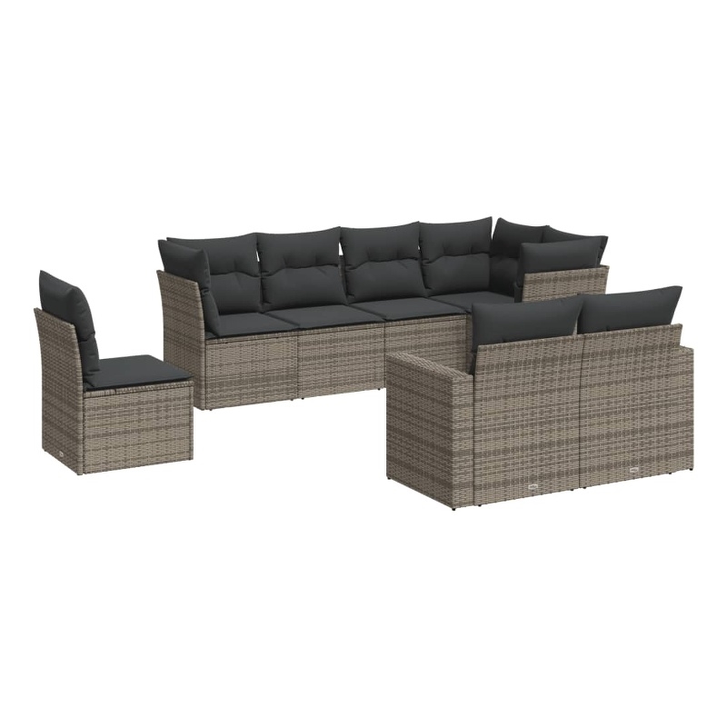 Afuera Living Contemporary 8 Piece Poly Rattan Sofa Set in Gray