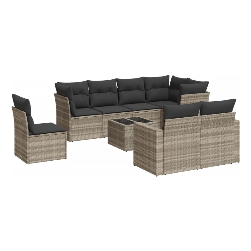 Afuera Living 9 Piece Poly Rattan Sofa Set in Light Gray/Dark Gray