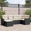 Afuera Living Contemporary 6 Piece Poly Rattan Sofa Set in Black/Cream