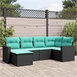 Afuera Living Contemporary 6 Piece Poly Rattan Sofa Set in Black