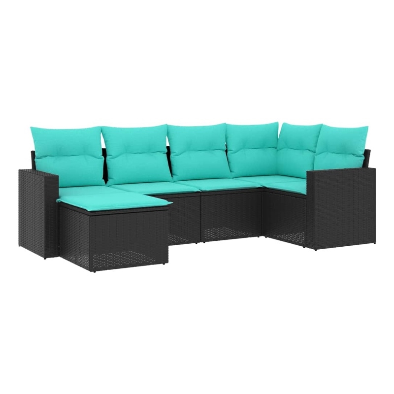 Afuera Living Contemporary 6 Piece Poly Rattan Sofa Set in Black