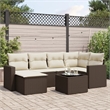 Afuera Living Contemporary 7 Piece Poly Rattan Sofa Set in Brown/Cream