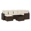 Afuera Living Contemporary 7 Piece Poly Rattan Sofa Set in Brown/Cream