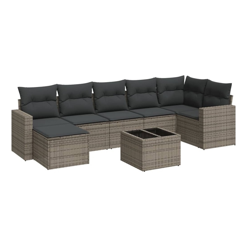 Afuera Living Contemporary Synthetic Poly Rattan 8 Piece  Sofa Set in Gray
