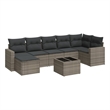 Afuera Living Contemporary Synthetic Poly Rattan 8 Piece  Sofa Set in Gray