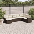 Afuera Living Contemporary Synthetic Poly Rattan 8 Piece  Sofa Set in Brown