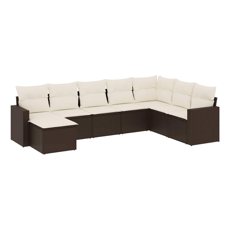Afuera Living Contemporary Synthetic Poly Rattan 8 Piece  Sofa Set in Brown