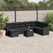 Afuera Living Contemporary 9 Piece Poly Rattan Sofa Set in Black