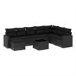 Afuera Living Contemporary 9 Piece Poly Rattan Sofa Set in Black