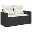 Afuera Living Contemporary 9 Piece Poly Rattan Sofa Set in Black/Cream
