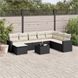 Afuera Living Contemporary 9 Piece Poly Rattan Sofa Set in Black/Cream