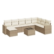 Afuera Living Contemporary Synthetic Poly Rattan 9 Piece  Sofa Set in Beige