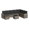 Afuera Living Contemporary Synthetic Poly Rattan 9 Piece  Sofa Set in Gray