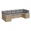 Afuera Living Contemporary Synthetic Poly Rattan 7 Piece  Sofa Set in Beige