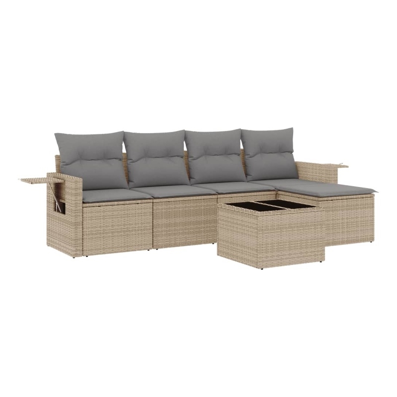 Afuera Living 6 Piece Poly Rattan Small Sofa Set in Gray/Beige