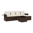 Afuera Living Contemporary 6 Piece Poly Rattan Sofa Set in Brown