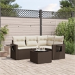 Afuera Living Contemporary Synthetic Poly Rattan 5 Piece Sofa Set in Brown/Cream