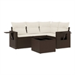 Afuera Living Contemporary Synthetic Poly Rattan 5 Piece Sofa Set in Brown/Cream