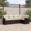 Afuera Living Contemporary 5 Piece Poly Rattan Large Sofa Set in Brown