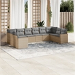 Afuera Living Contemporary 10 Piece Poly Rattan Large Sofa Set in Beige