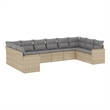 Afuera Living Contemporary 10 Piece Poly Rattan Large Sofa Set in Beige