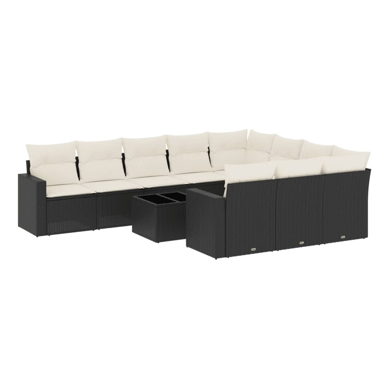 Afuera Living Contemporary 11 Piece Poly Rattan Sofa Set in Black/Cream