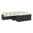Afuera Living Contemporary 11 Piece Poly Rattan Sofa Set in Black/Cream