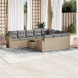Afuera Living Contemporary 11 Piece Poly Rattan Sofa Set in Gray/Beige