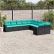 Afuera Living 10 Piece Poly Rattan Large Patio Sofa Set in Black/Blue