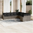 Afuera Living Contemporary 10 Piece Poly Rattan Sofa Set in Gray