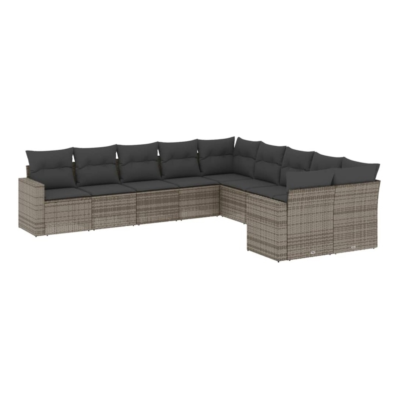Afuera Living Contemporary 10 Piece Poly Rattan Sofa Set in Gray