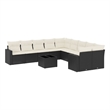 Afuera Living Contemporary 11 Piece Poly Rattan Sofa Set in Black/Cream