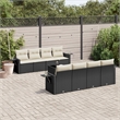 Afuera Living Contemporary 9 Piece Poly Rattan Sofa Set in Black