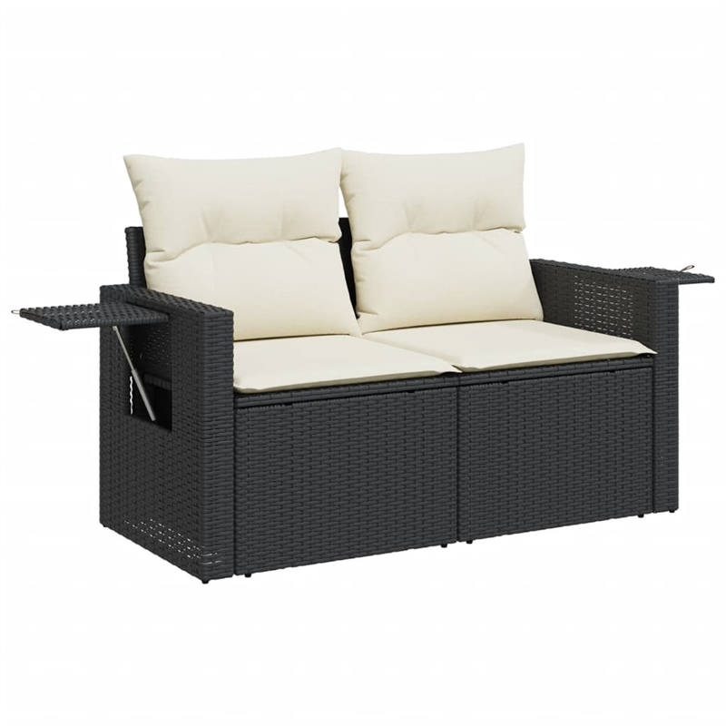 Afuera Living Contemporary 9 Piece Poly Rattan Sofa Set in Black