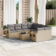 Afuera Living Contemporary 9 Piece Poly Rattan Sofa Set in Gray/Beige