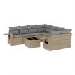 Afuera Living Contemporary 9 Piece Poly Rattan Sofa Set in Gray/Beige