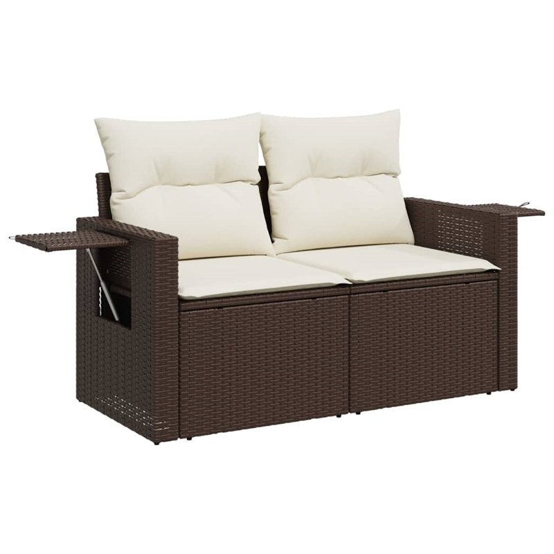Afuera Living Contemporary 9 Piece Poly Rattan Sofa Set in Brown/Cream