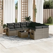 Afuera Living Contemporary 9 Piece Poly Rattan Sofa Set in Gray