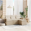 Afuera Living Contemporary Synthetic Poly Rattan 4 Piece Sofa Set in Beige