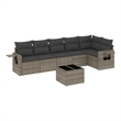 Afuera Living Contemporary 7 Piece Poly Rattan Sofa Set in Gray