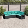 Afuera Living 6 Piece Poly Rattan Patio Sofa Set in Black/Blue