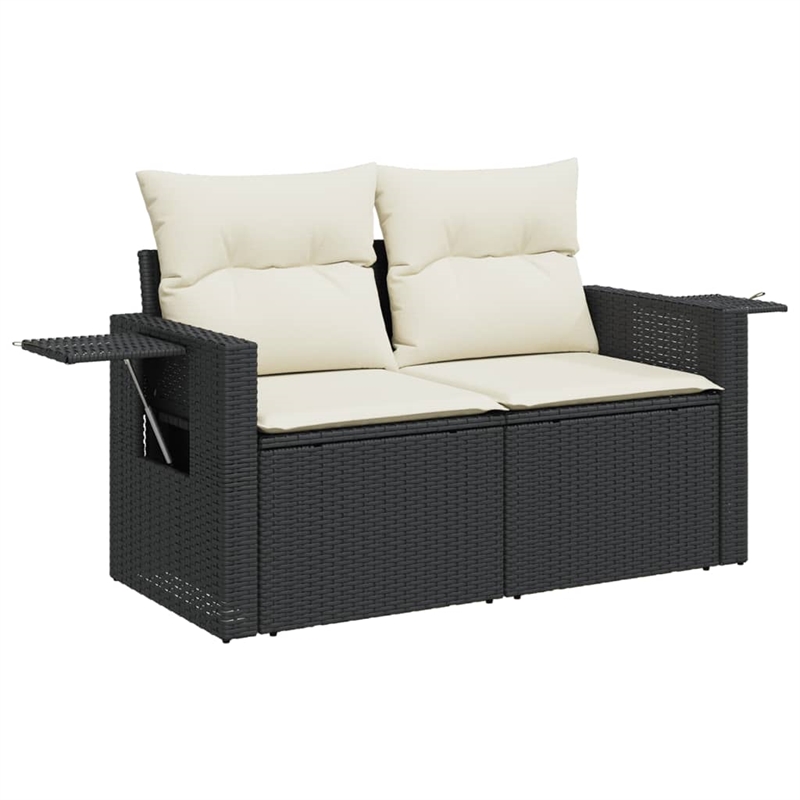 Afuera Living Contemporary 7 Piece Poly Rattan Sofa Set in Black