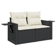 Afuera Living Contemporary 7 Piece Poly Rattan Sofa Set in Black