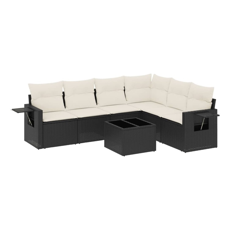 Afuera Living Contemporary 7 Piece Poly Rattan Sofa Set in Black