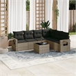 Afuera Living Contemporary 7 Piece Poly Rattan Sofa Set in Gray